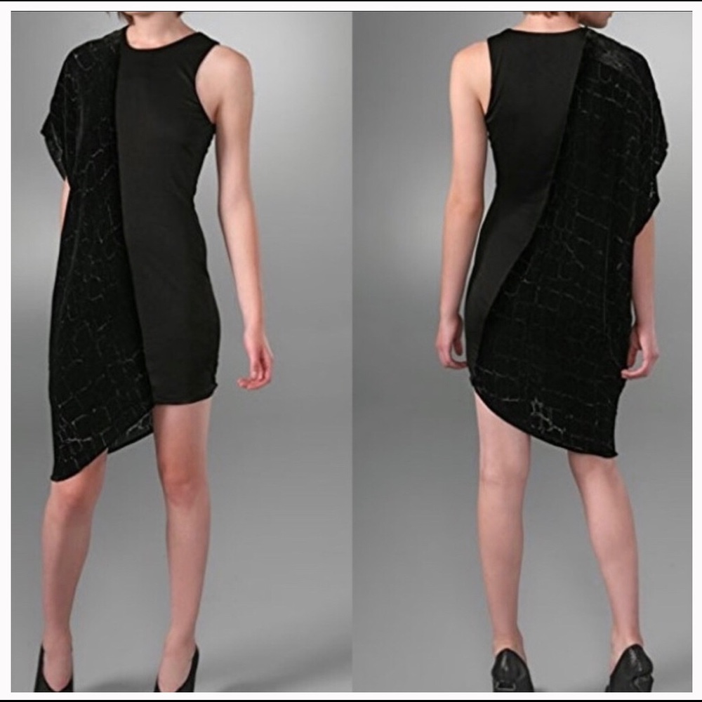 Alexander Wang Sz 10 Velvet Asymmetrical Dress